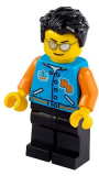 LEGO idea080 Man, Dark Azure Letter Jacket, Black Legs, Black Hair